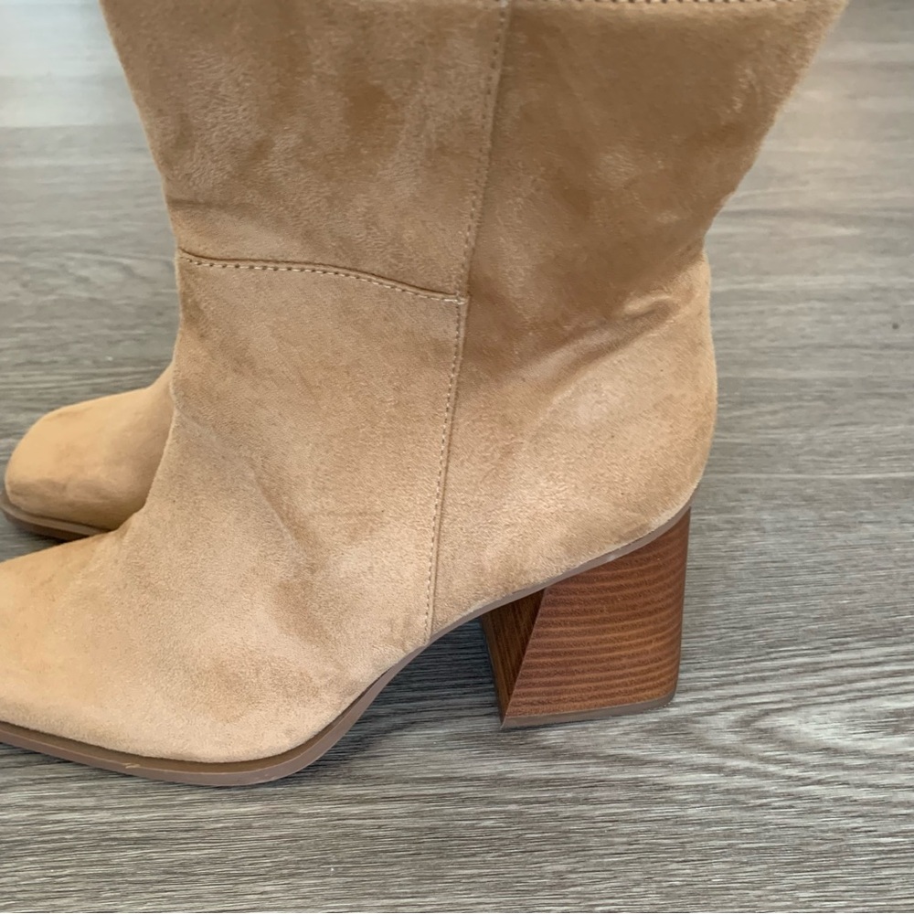 Tan Chunky Heeled Booties - Picture 11 of 16